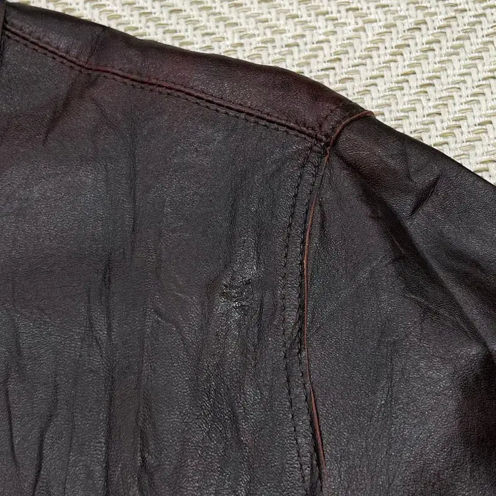 [BUNJANG] Vintage Burgundy Leather Jacket / 빈티지 버건디 레더 자켓 r3520