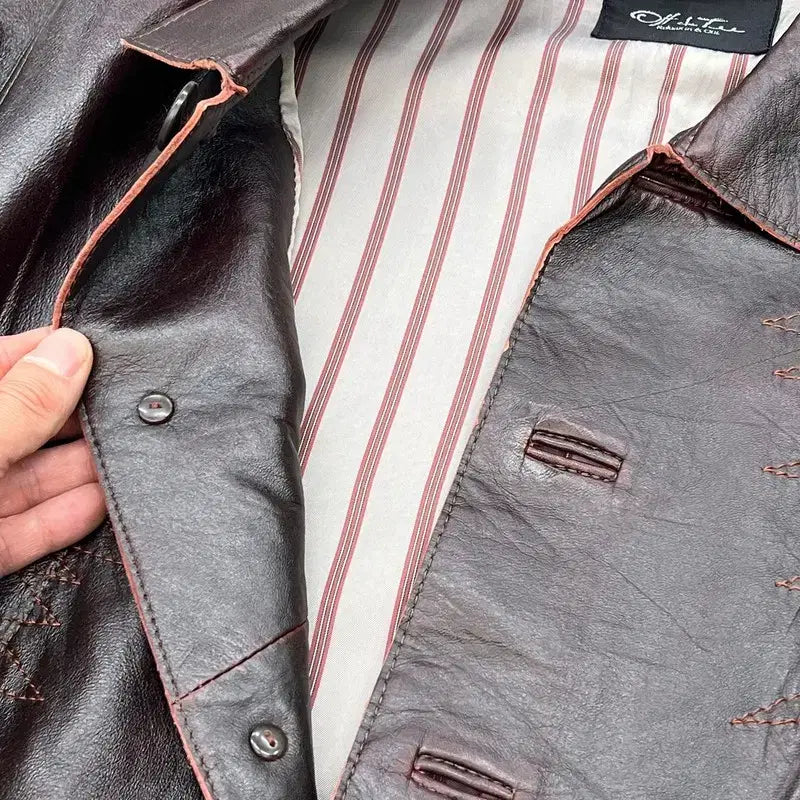 [BUNJANG] Vintage Burgundy Leather Jacket / 빈티지 버건디 레더 자켓 r3520