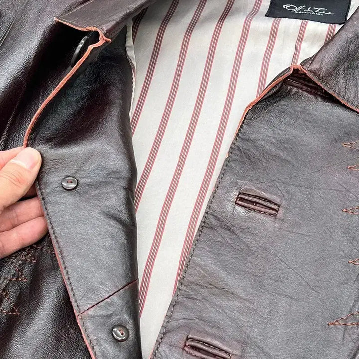 [BUNJANG] Vintage Burgundy Leather Jacket / 빈티지 버건디 레더 자켓 r3520