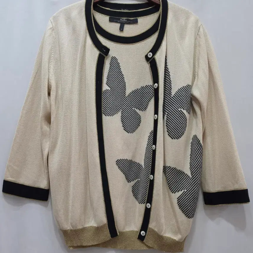 [BUNJANG] Max Mara Butterfly Pattern Tank Top and Cardigan Set / (정품)막스마라 나비 패턴 나시 가디건 세트