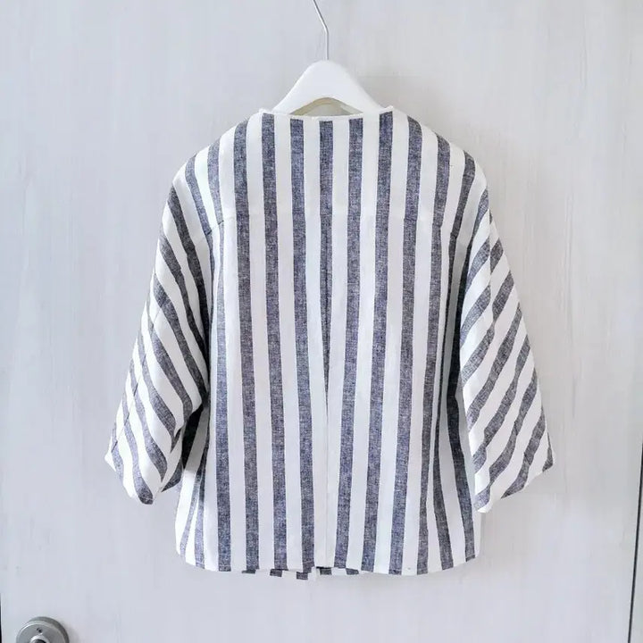 [BUNJANG] MIXXO Stripe Linen Jacket / [새제품]MIXXO미쏘 스트라이프 린넨 자켓