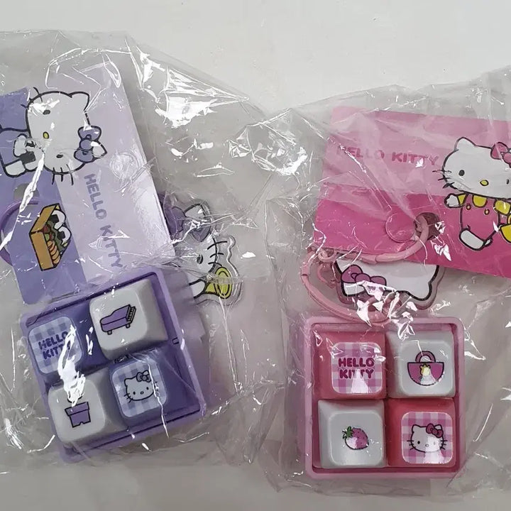 [BUNJANG] Hello Kitty Keycap and Keyring Set / 2개가격)헬로키티 4구 키캡 키링 세트 (핑크/퍼플)