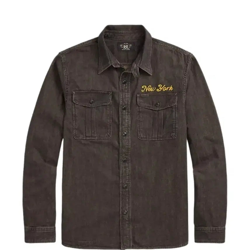 [SOLD OUT] RRL 자수 데님 워크 셔츠 워시트 블랙 (L)