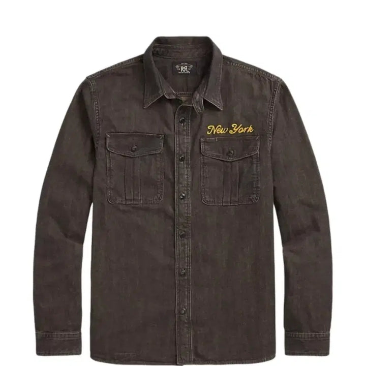 [SOLD OUT] RRL 자수 데님 워크 셔츠 워시트 블랙 (L)