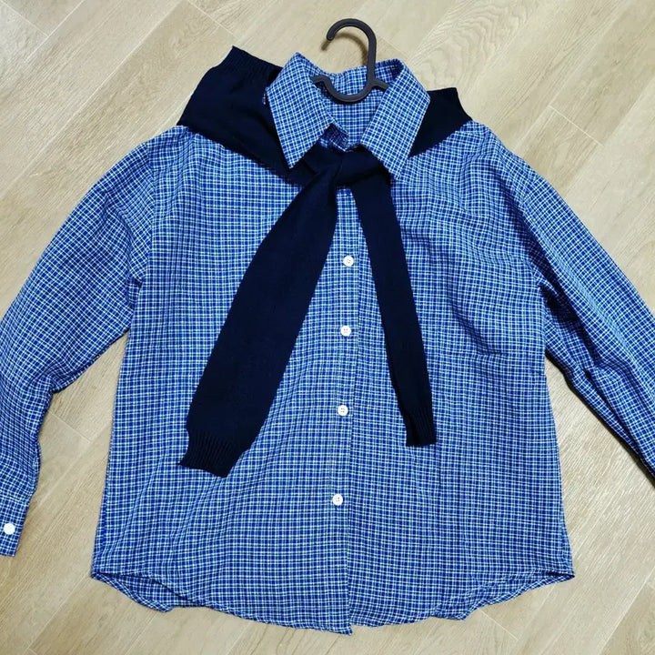 [SOLD OUT] 여름 세일러 니트 레이어드 체크 셔츠