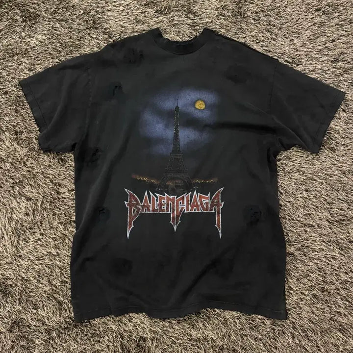 [BUNJANG] Balenciaga Paris Moon Double Front T-shirt / 발렌시아가 파리스문 더블프론트 티 balenciaga