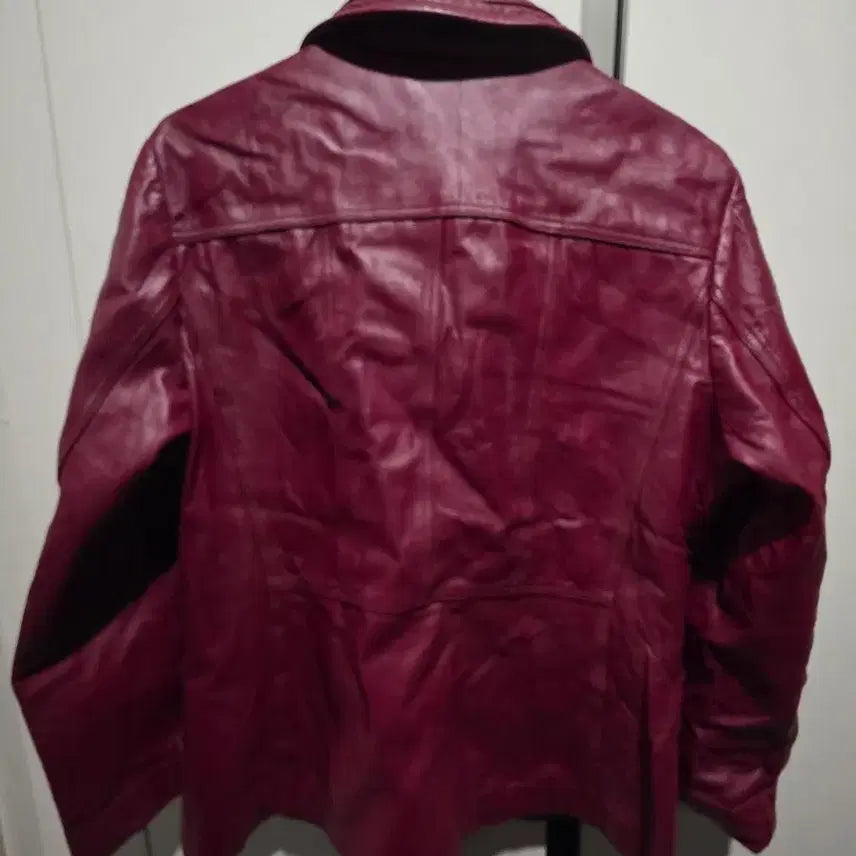 [BUNJANG] Red Lambskin Leather Jacket / 레드 양가죽 자켓