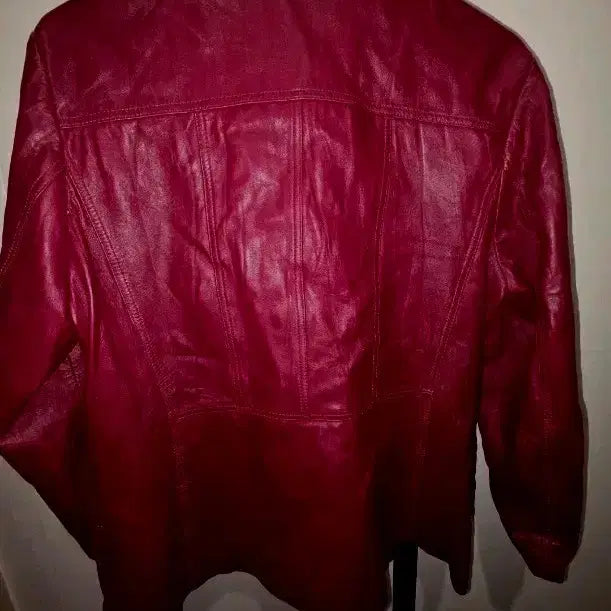 [BUNJANG] Red Lambskin Leather Jacket / 레드 양가죽 자켓
