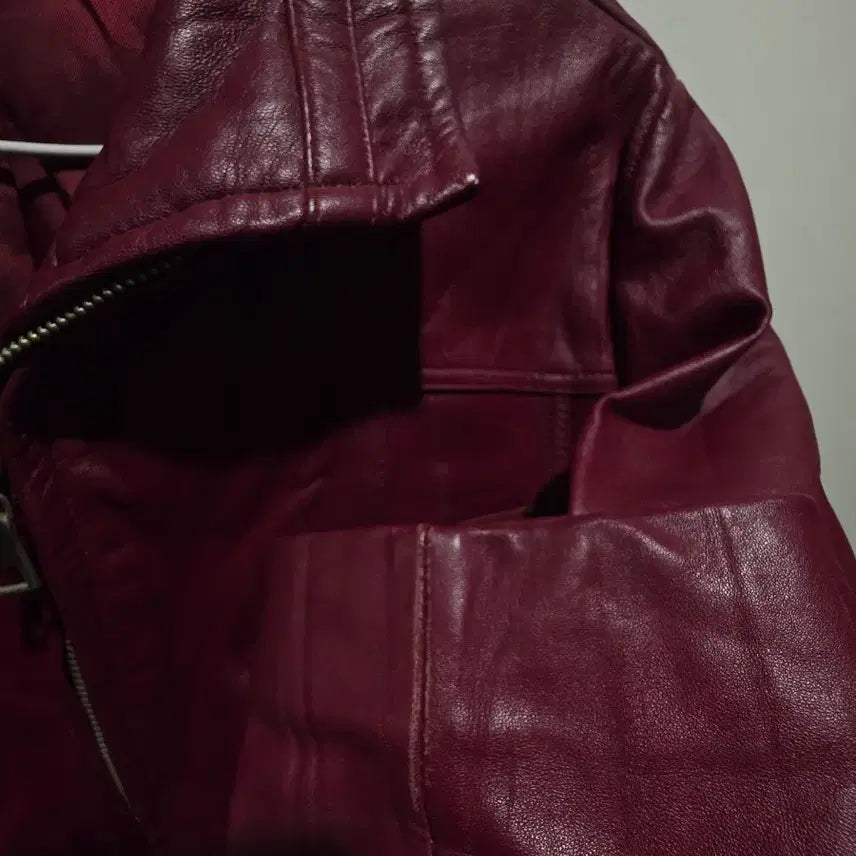 [BUNJANG] Red Lambskin Leather Jacket / 레드 양가죽 자켓