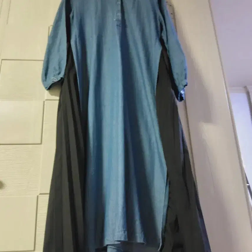 [BUNJANG] Denim Pleated Long Dress / 청 롱원피스