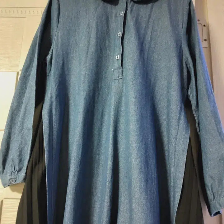 [BUNJANG] Denim Pleated Long Dress / 청 롱원피스
