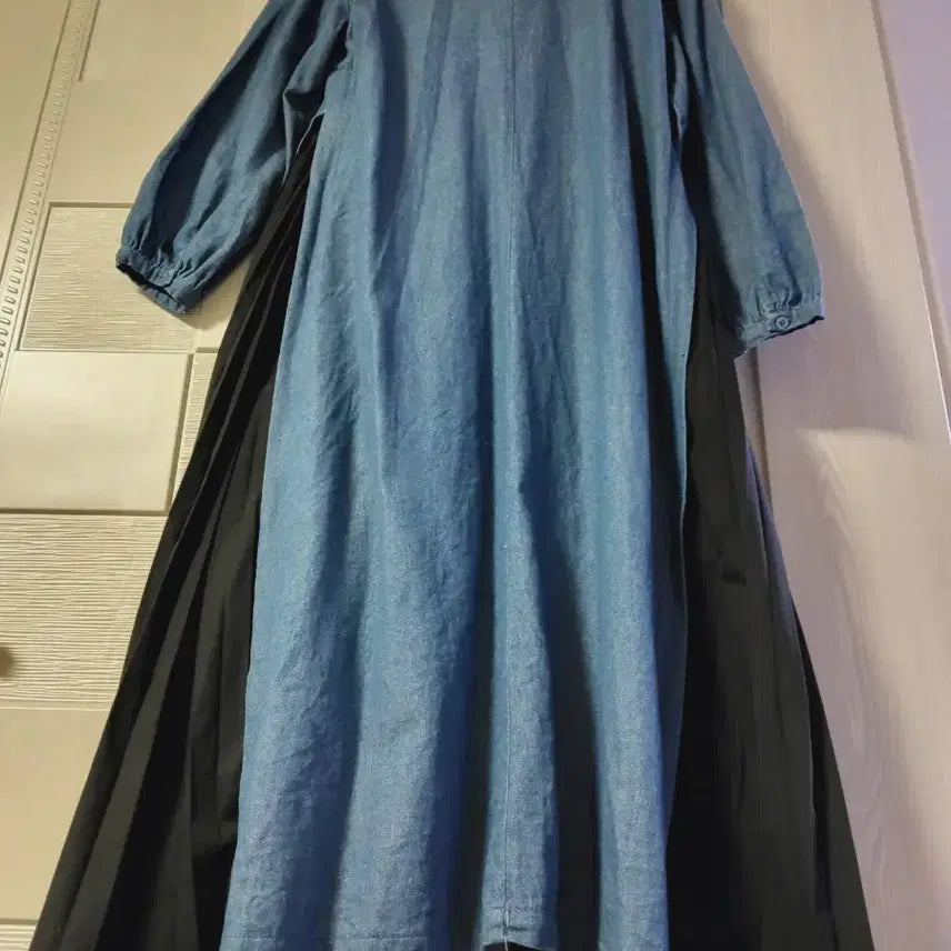 [BUNJANG] Denim Pleated Long Dress / 청 롱원피스