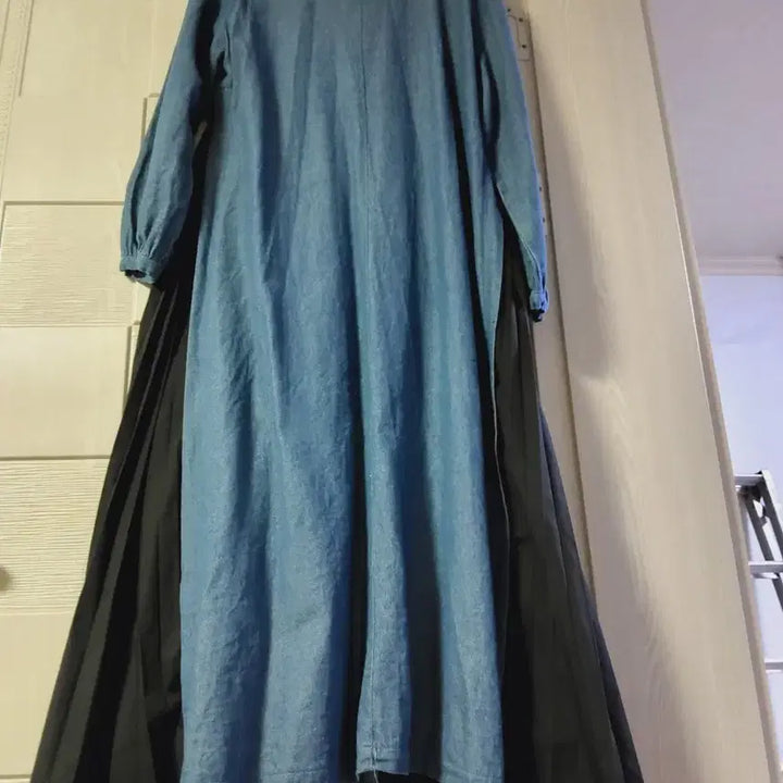 [BUNJANG] Denim Pleated Long Dress / 청 롱원피스