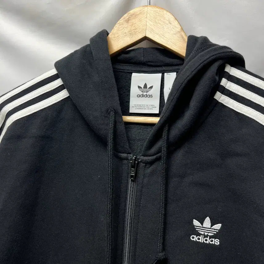 [SOLD OUT] [정품/L] 아디다스 유로파 삼선 풀집 블랙 후드집업