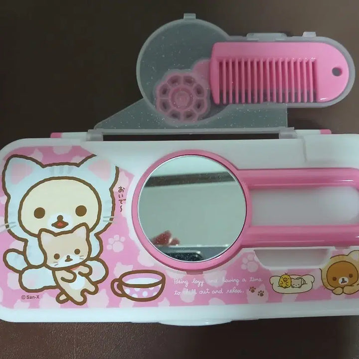[BUNJANG] San-X Korilakkuma Pink Rilakkuma Comb Mirror Pencil Case / 고전문구 리락쿠마 빗거울 필통  문구류 핑크 산엑스 코리락쿠마 고전필통
