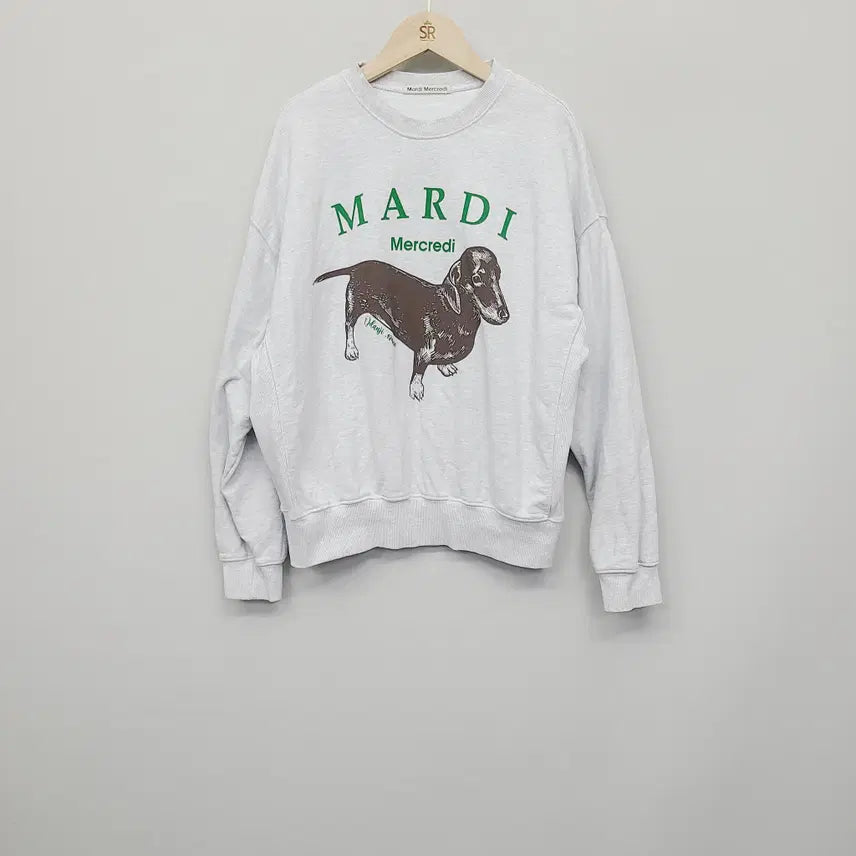 [BUNJANG] Mardi Mercredi Dachshund Sweatshirt Heather Gray / 정품 마르디 메크르디 딴지 닥스훈트 맨투맨 헤더 그레이 FREE
