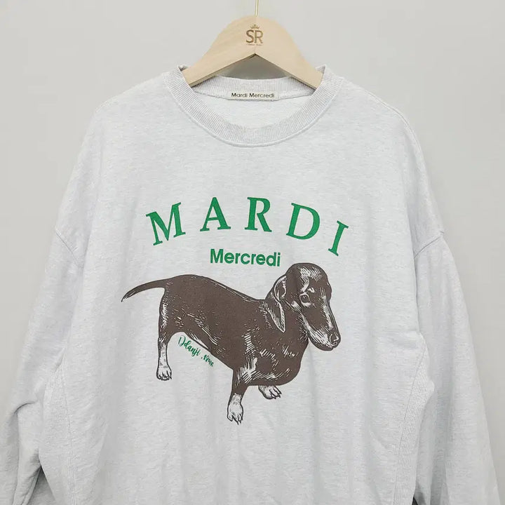 [BUNJANG] Mardi Mercredi Dachshund Sweatshirt Heather Gray / 정품 마르디 메크르디 딴지 닥스훈트 맨투맨 헤더 그레이 FREE