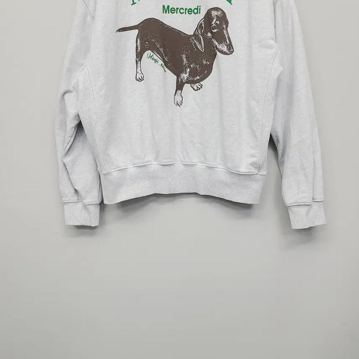 [BUNJANG] Mardi Mercredi Dachshund Sweatshirt Heather Gray / 정품 마르디 메크르디 딴지 닥스훈트 맨투맨 헤더 그레이 FREE