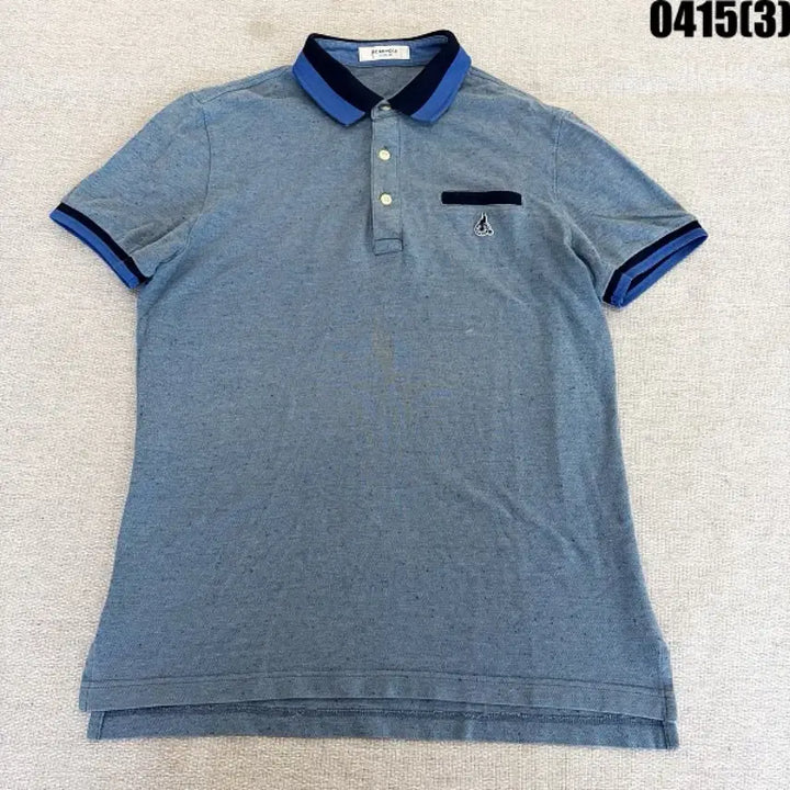 [BUNJANG] Beanpole Henry Neck Short Sleeve Polo Shirt / 100 빈폴 헨리넥 반팔 폴로티셔츠 블루 0415(3)