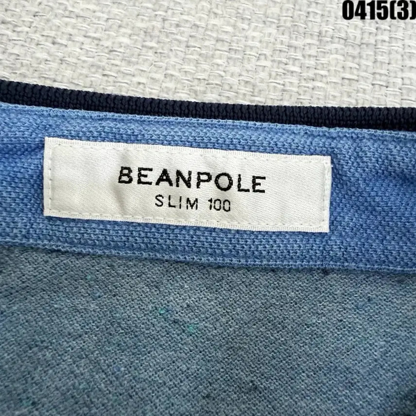[BUNJANG] Beanpole Henry Neck Short Sleeve Polo Shirt / 100 빈폴 헨리넥 반팔 폴로티셔츠 블루 0415(3)