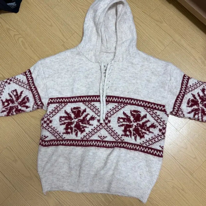 [BUNJANG] Nordic Hooded Knit Sweater / 노르딕 후드 니트