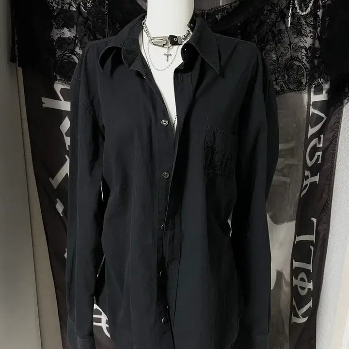 [BUNJANG] Dolce &amp; Gabbana D&amp;G Embroidered Logo Loose Fit Shirt - Black / 돌체앤가바나 D&amp;G 포켓 자수로고 루즈핏 셔츠 블랙 아카이브무채색빈티지