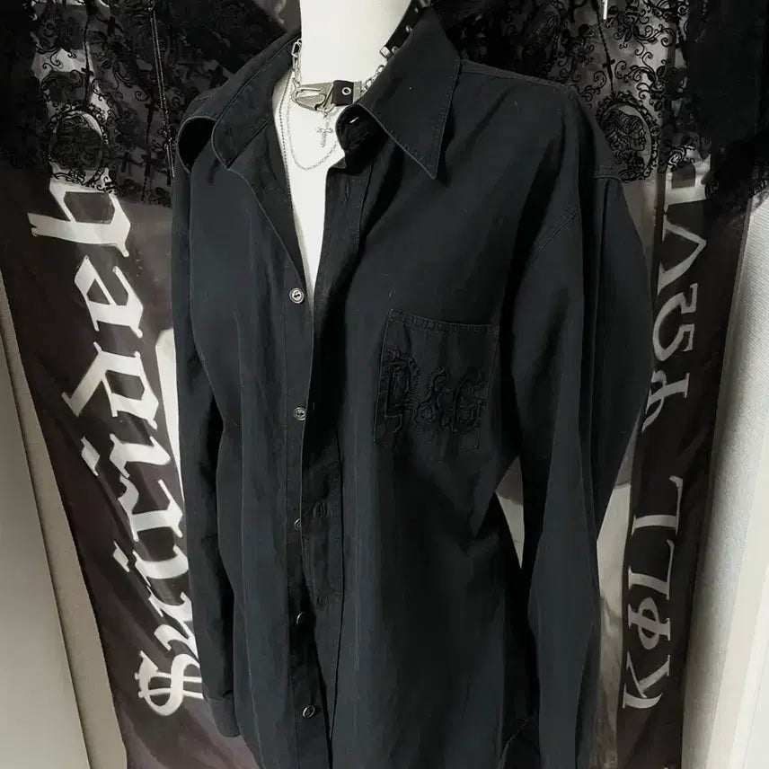 [BUNJANG] Dolce &amp; Gabbana D&amp;G Embroidered Logo Loose Fit Shirt - Black / 돌체앤가바나 D&amp;G 포켓 자수로고 루즈핏 셔츠 블랙 아카이브무채색빈티지