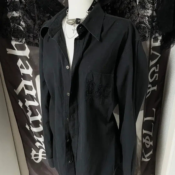[BUNJANG] Dolce &amp; Gabbana D&amp;G Embroidered Logo Loose Fit Shirt - Black / 돌체앤가바나 D&amp;G 포켓 자수로고 루즈핏 셔츠 블랙 아카이브무채색빈티지