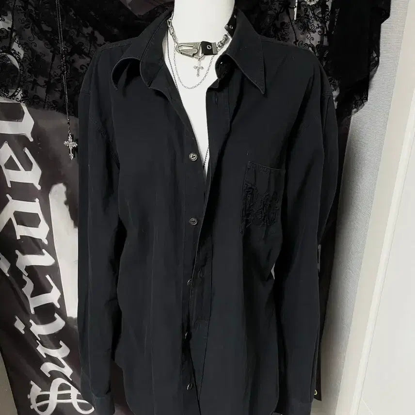 [BUNJANG] Dolce &amp; Gabbana D&amp;G Embroidered Logo Loose Fit Shirt - Black / 돌체앤가바나 D&amp;G 포켓 자수로고 루즈핏 셔츠 블랙 아카이브무채색빈티지