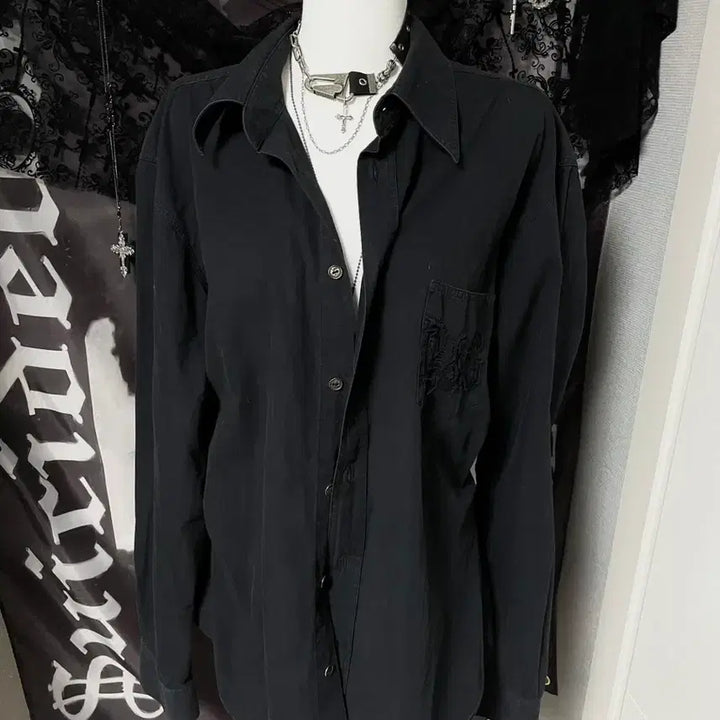 [BUNJANG] Dolce &amp; Gabbana D&amp;G Embroidered Logo Loose Fit Shirt - Black / 돌체앤가바나 D&amp;G 포켓 자수로고 루즈핏 셔츠 블랙 아카이브무채색빈티지