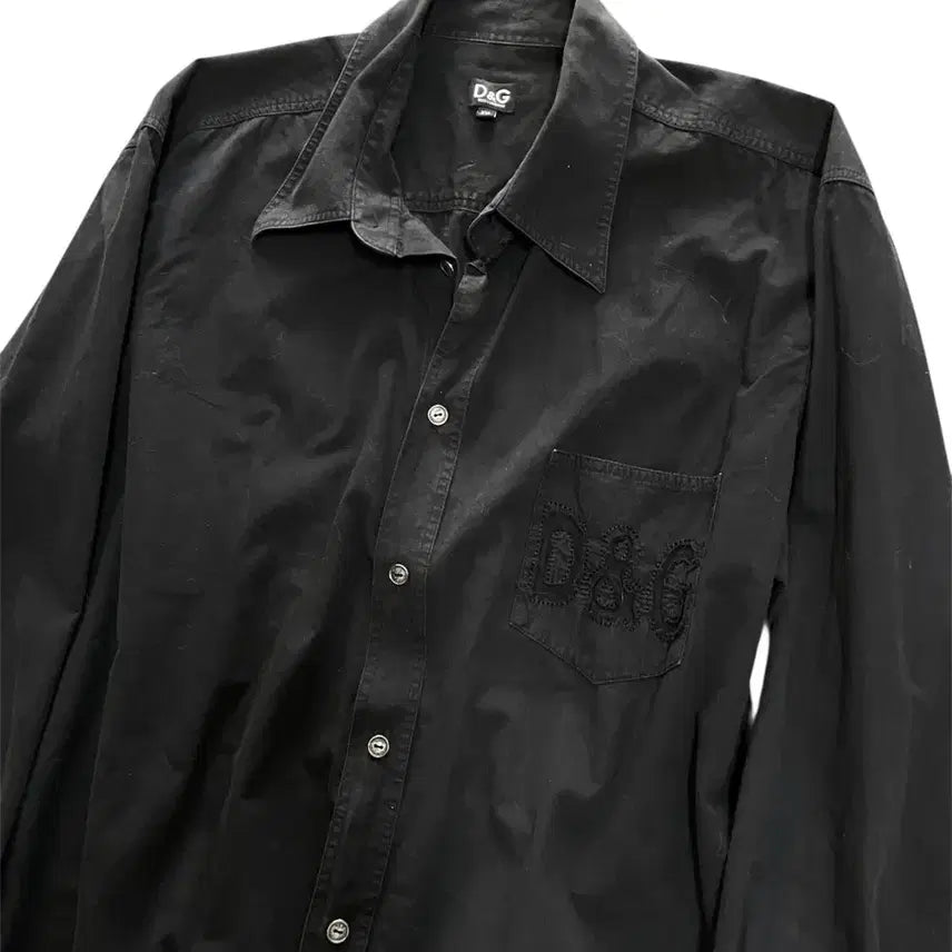 [BUNJANG] Dolce &amp; Gabbana D&amp;G Embroidered Logo Loose Fit Shirt - Black / 돌체앤가바나 D&amp;G 포켓 자수로고 루즈핏 셔츠 블랙 아카이브무채색빈티지