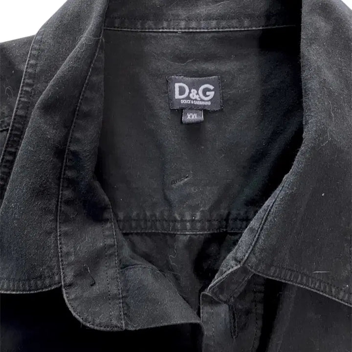 [BUNJANG] Dolce &amp; Gabbana D&amp;G Embroidered Logo Loose Fit Shirt - Black / 돌체앤가바나 D&amp;G 포켓 자수로고 루즈핏 셔츠 블랙 아카이브무채색빈티지