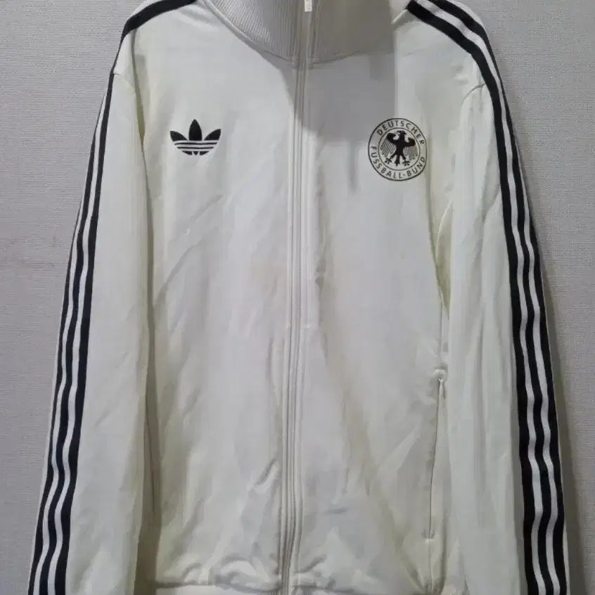 [BUNJANG] Adidas Beckenbauer German White Track Top Jacket (Size 110) / 아디다스 희귀 베켄바우어 독일 흰검 화이트 트랙탑 저지 져지집업 110