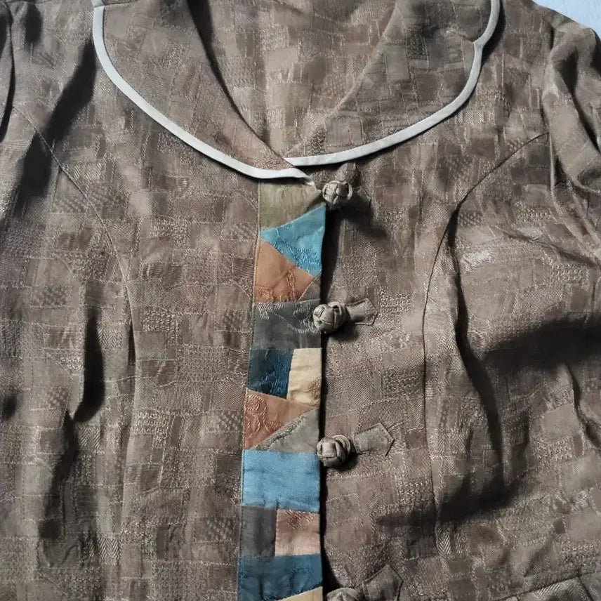 [BUNJANG] Natural Dyed Brown Pattern Long Dress / 천연염색 브라운 패턴  원피스