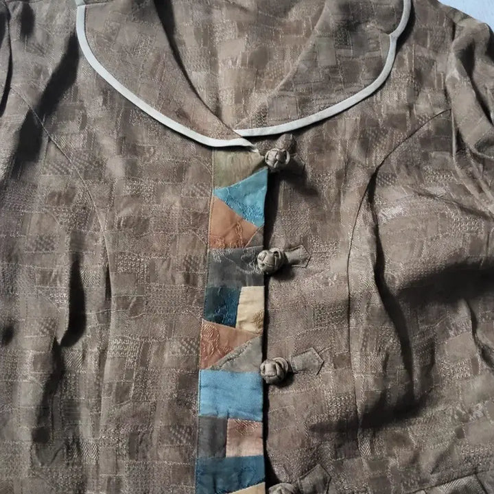 [BUNJANG] Natural Dyed Brown Pattern Long Dress / 천연염색 브라운 패턴  원피스