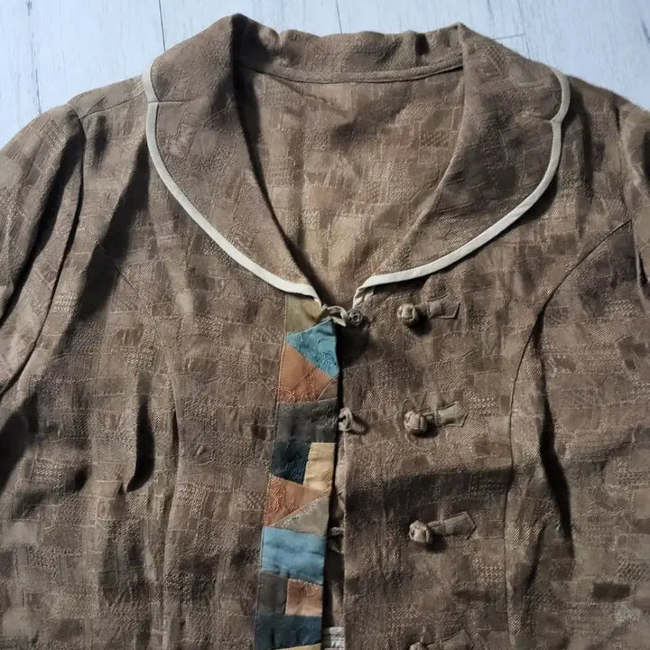 [BUNJANG] Natural Dyed Brown Pattern Long Dress / 천연염색 브라운 패턴  원피스