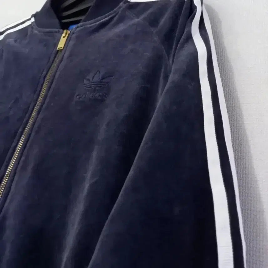 [BUNJANG] Adidas Velvet Navy Track Top Jersey Zip-up (Size M) / 아디다스 벨벳 네이비 트랙탑 저지 져지집업 95/M
