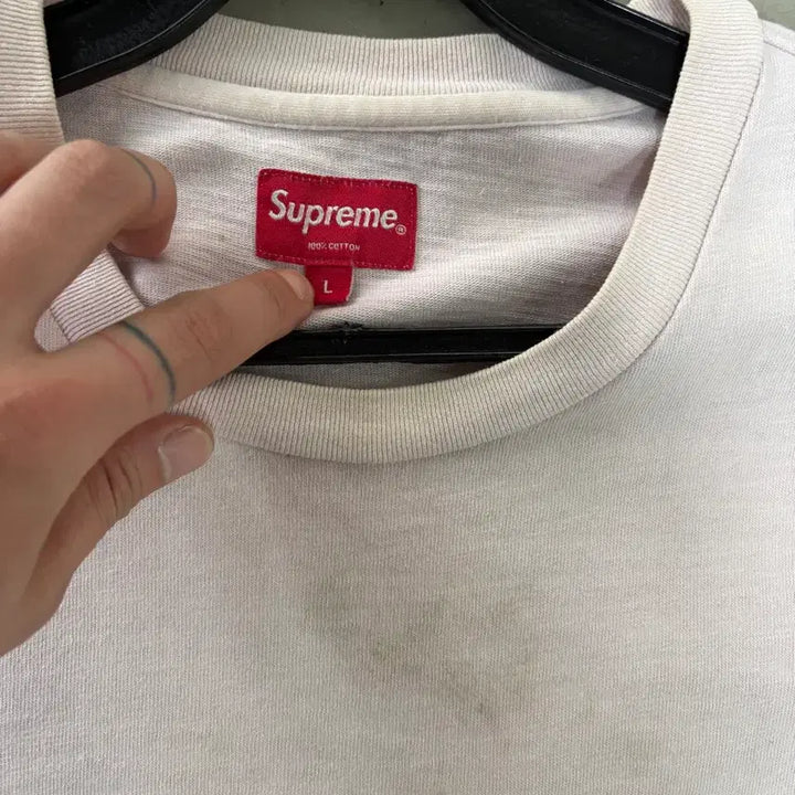 [BUNJANG] Supreme Pocket Logo Cotton T-Shirt L / 만원샵 슈프림 포켓로고 코튼 반팔티 L