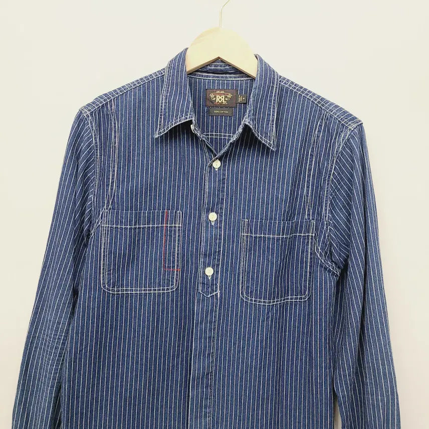 [BUNJANG] RRL Indigo Wabash Stripe Work Shirt / RRL 더블알엘 인디고 와바시 스트라이프 워크셔츠 M (실측XL급)