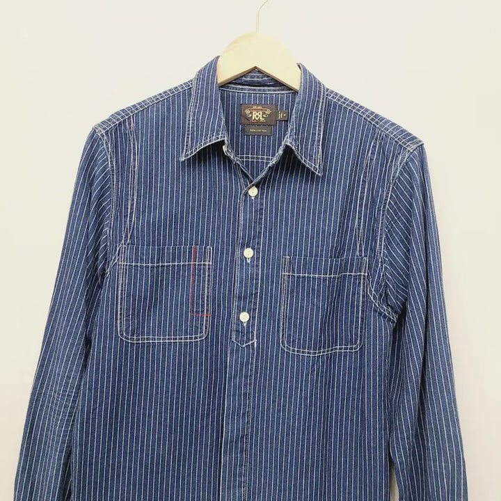 [BUNJANG] RRL Indigo Wabash Stripe Work Shirt / RRL 더블알엘 인디고 와바시 스트라이프 워크셔츠 M (실측XL급)