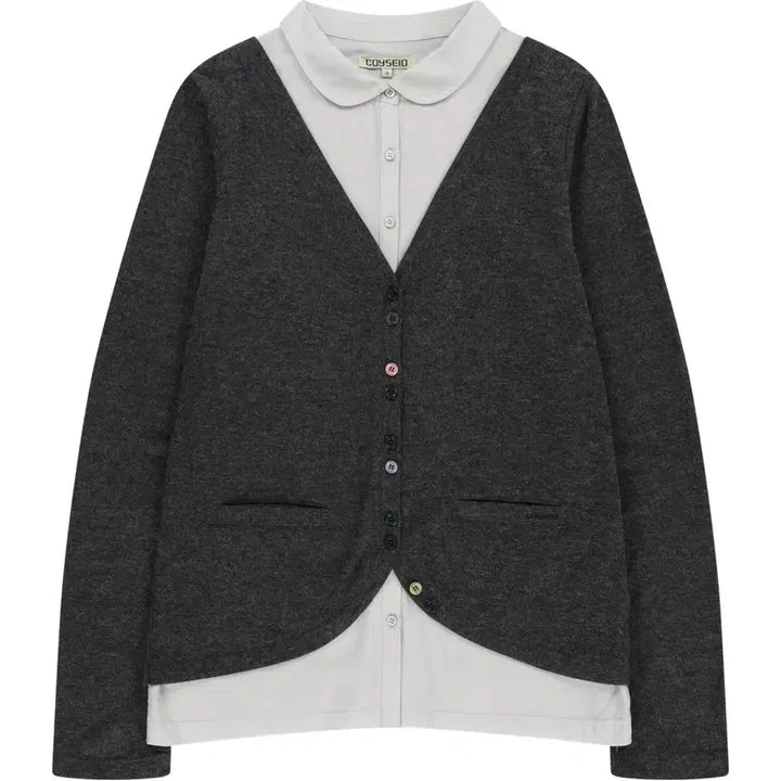 [SOLD OUT] LAYERED SHIRT CARDIGAN DARK GREY 2 코이세이오