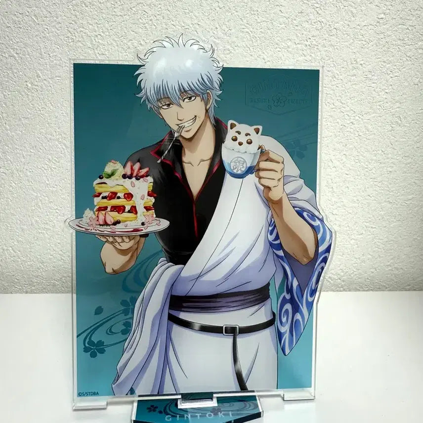 [SOLD OUT] 은혼 사카타 긴토키 빅 아크릴스탠드 벚꽃 팬케이크와 라떼아트Ver.