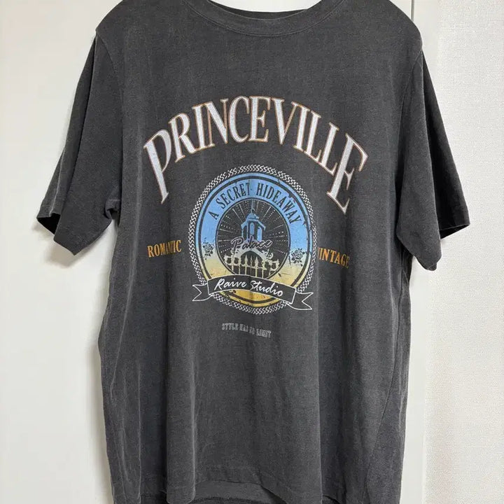 [BUNJANG] Raive Princeville Print Short Sleeve T-Shirt Grey S / 레이브 raive 프린스빌 프린트 반팔 티셔츠 그레이 S