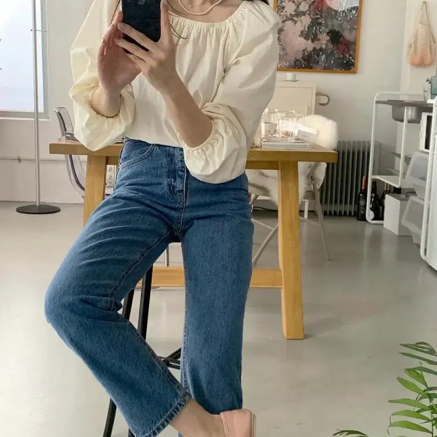[BUNJANG] Morgent Square Neck Puff Blouse / 모겐트 스퀘어 퍼프 블라우스