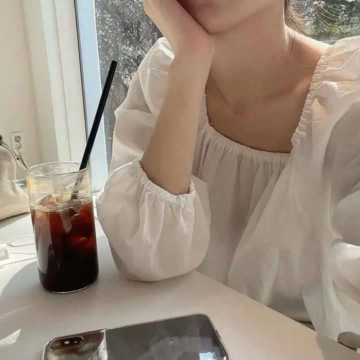 [BUNJANG] Morgent Square Neck Puff Blouse / 모겐트 스퀘어 퍼프 블라우스