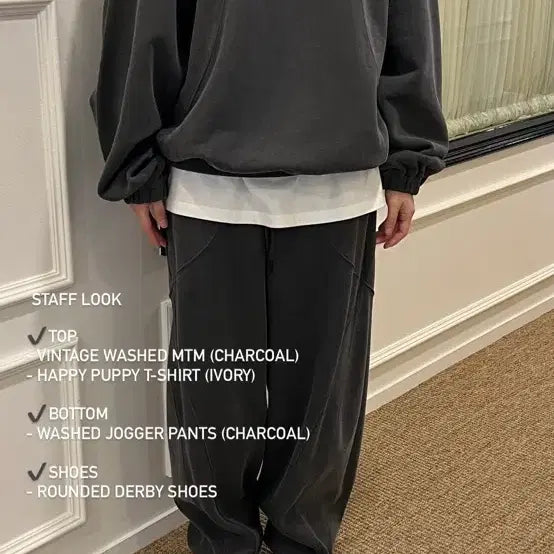 [BUNJANG] Ethos Washed Jogger Pants Charcoal M Size / Ethos 워싱 스웨트 차콜 / 바지 M사이즈