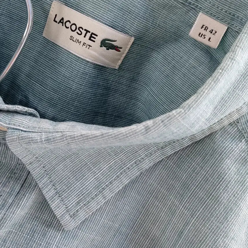 [SOLD OUT] 라코스테 L/105 슬림핏 슬럽 포켓 셔츠. MG. A