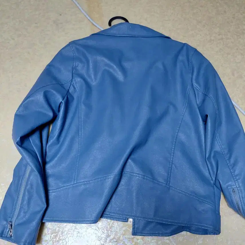 [BUNJANG] Blue Leather Rider Jacket / 블루 컬러 레더 라이더 자켓