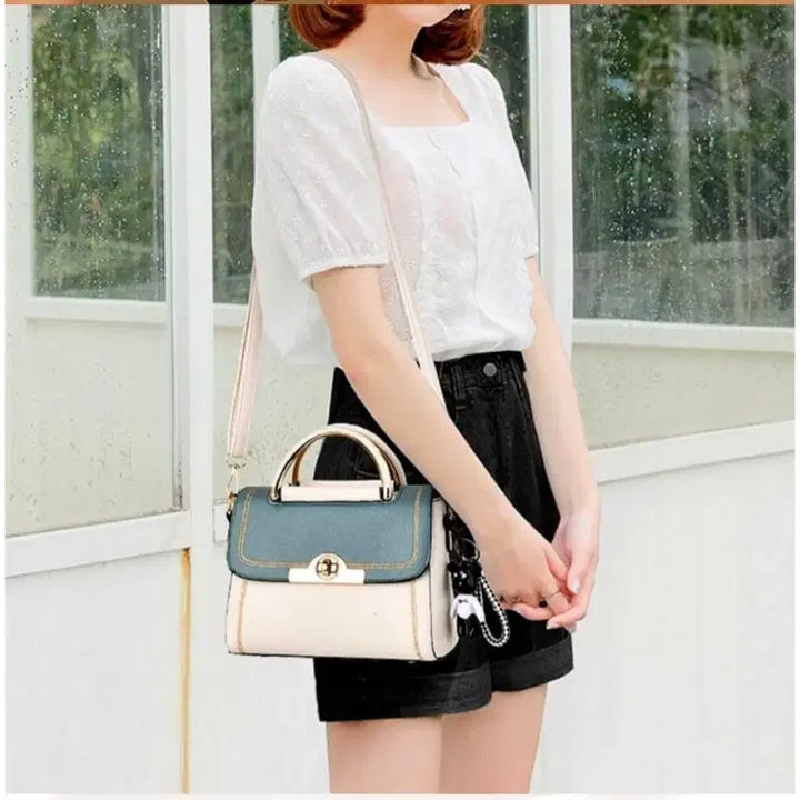 [BUNJANG] Colorblock Tote Bag Crossbody Bag / 배색 토트백 크로스백 가방 새상품