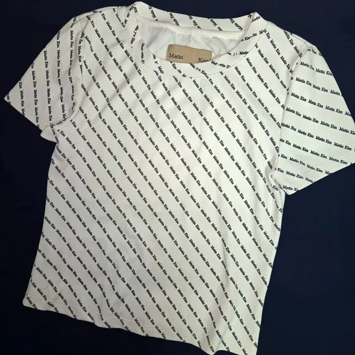 [BUNJANG] Matinkim Semi Crop Short Sleeve T-shirt / 마뗑킴 스판 세미 크롭 반팔티